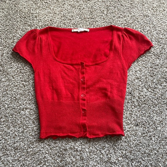 Kimchi Blue Betty Cap Sleeve Cardigan‎ Red XS - Picture 2 of 4